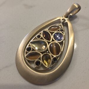 Lia Sophia Mixed Stone Teardrop Necklace Pendant